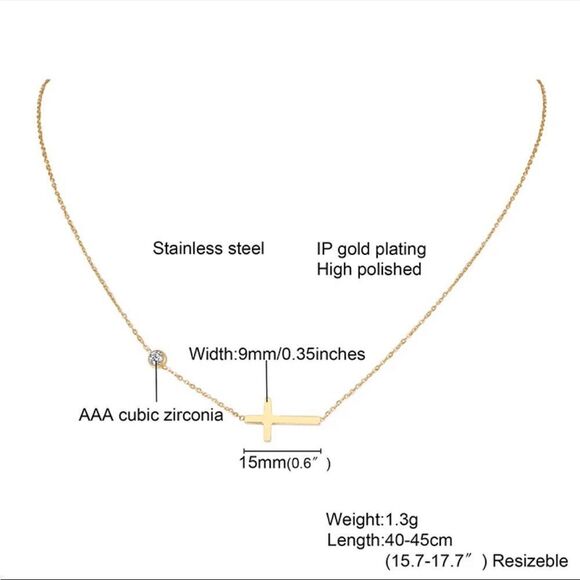 Delicate Petite Sideway Cross Necklace - Picture 4 of 9